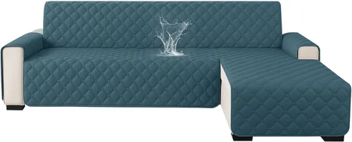 Miniatura 26 de XINEAGE Fundas 100% impermeables para sofá modular en forma de L, reversible, lavable, con botones de chaise plum flower, protector de muebles