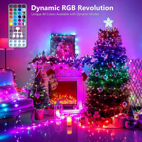 Miniatura 3 de BrizLabs Guirnalda de luces de hadas de 33 pies, 100 luces LED rojas, blancas y azules con temporizador remoto, USB 4 de julio, luz estrellada, 100