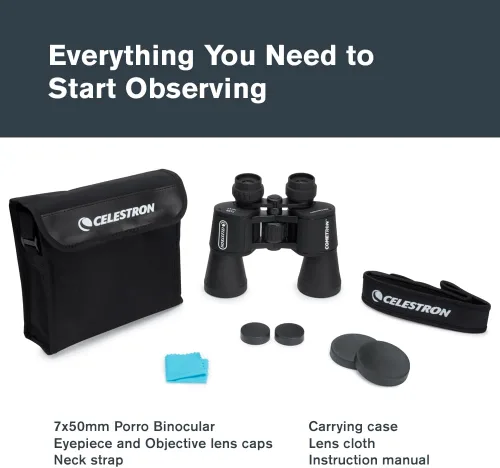 Miniatura 7 de Celestron - Prismáticos Cometron 7x50 para astronomía – Nivel de entrada para observación de estrellas y cometas – Lentes objetivas grandes de 50mm