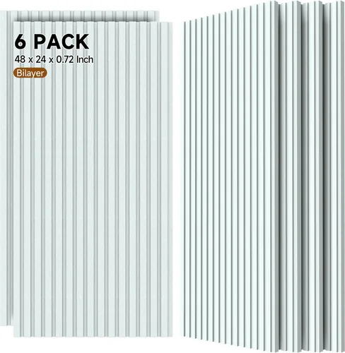 Miniatura 25 de Grandes paneles acústicos bicapa, juego de 4 paneles absorbentes de sonido, paneles a prueba de sonido de 120 cm x 60 cm x 1.8 cm para paredes