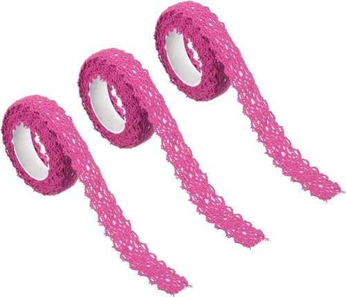Miniatura 13 de PATIKIL Cinta de encaje autoadhesiva de 0.7 pulgadas de ancho, 2 yardas de ancho, paquete de 3 calcomanías de algodón con ribete washi para Naranja