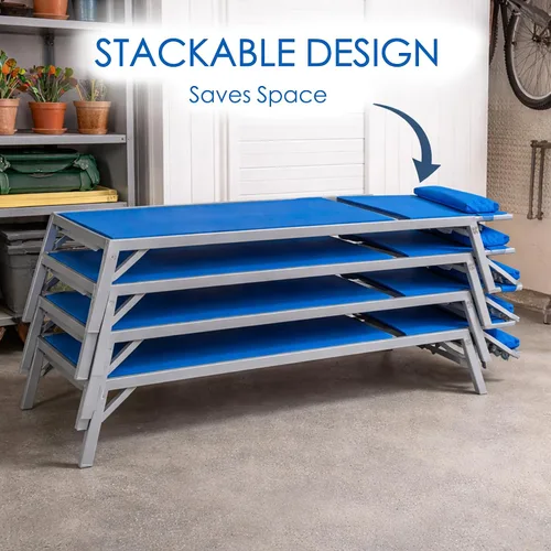 Miniatura 7 de Kozyard Wilson - Silla de salón ajustable con revestimiento E de hierro forjado y asiento de textileno transpirable (color azul, 2 sillas)