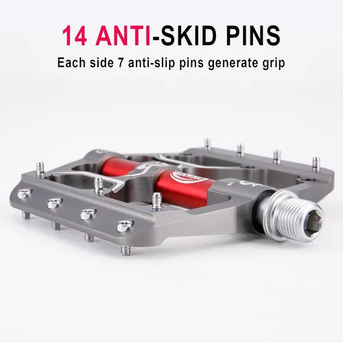Miniatura 3 de Pedales de bicicleta de carretera/montaña – 3 rodamientos de 9/16 pulgadas de aleación de aluminio – Pedal de bicicleta de montaña con clavos
