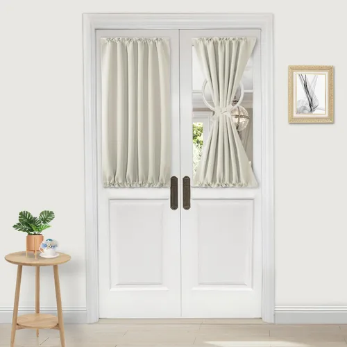 Miniatura 23 de DWCN Cortinas para puerta francesa: cortina térmica con bolsillo para barra para puertas con ventana de vidrio, puertas de cocina y patio