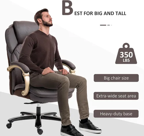 Miniatura 6 de Vinsetto Silla de oficina ejecutiva grande y alta con asiento ancho, silla de escritorio para computadora con respaldo alto costuras de diamante
