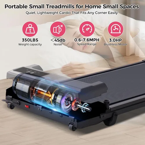 Caminadora para caminar con barra de asa, caminadora para correr mejorada 2026 con inclinación, caminadora portátil de 3.0 HP para el hogar pequeño,