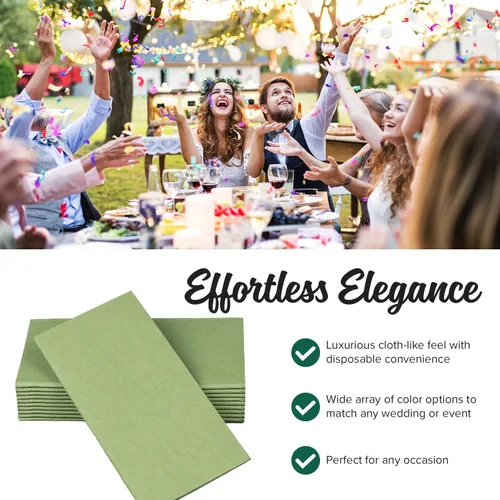 Miniatura 3 de SimuLinen, servilletas de lino con sensación de olivo verde desechables para cena - Servilletas de boda tipo paño kosher, 16 pulgadas x 16 pulgadas