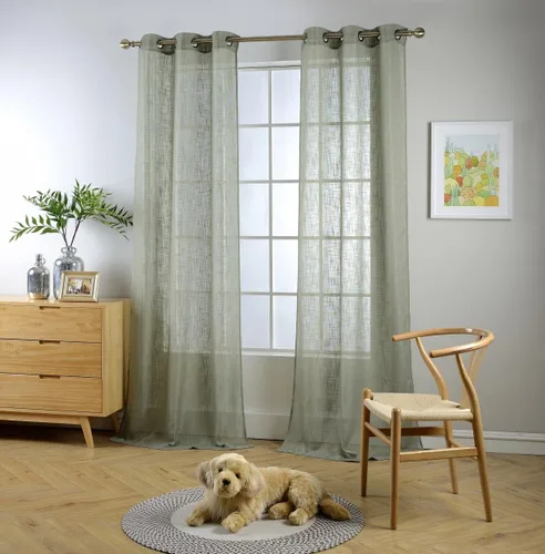 Miniatura 19 de Cortinas para sala de estar de 2 paneles (2 x 37 pulgadas de ancho), cortinas con textura de lino, con ojales, de la marca Miuco