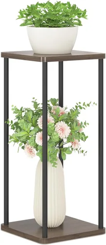 Miniatura 8 de Oppro Soporte para plantas de 3 niveles para interiores, soporte de esquina de metal de madera escalonada, soporte para macetas, estante de madera
