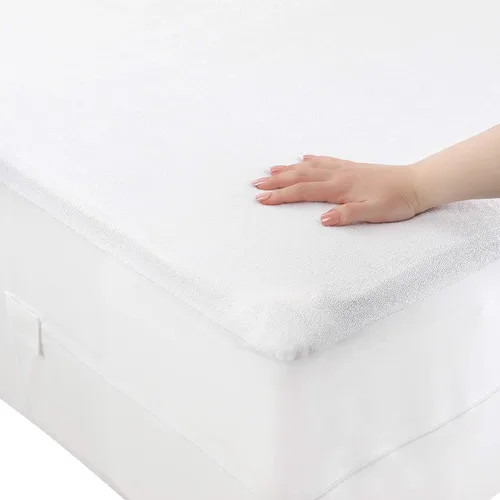 Miniatura 3 de Masirs Funda de colchón con cremallera - Impermeable, transpirable, silenciosa, lavable a máquina, suave parte superior de rizo para un cómodo sueño