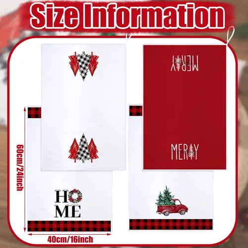 Miniatura 3 de Bencailor Juego de 4 toallas de cocina navideñas decorativas para platos de té, toallas de mano para baño de Navidad, 15.75 x 23.62 pulgadas