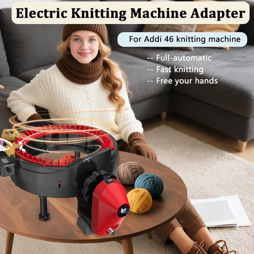 Miniatura 2 de Adaptador eléctrico para máquina de tejer Addi 46, Adaptador automático para máquina de ganchillo, Accesorios para máquina de tejer, Rojo