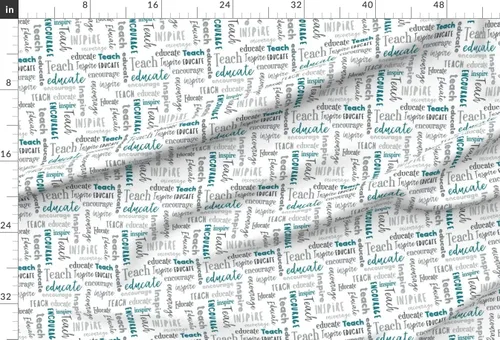 Miniatura 2 de Spoonflower Tela - Educate Inspire Gray Teal School Tipografía Educación Maestro Mentor Impreso en Tela de Gasa Fat Quarter - Costura Ropa de Moda