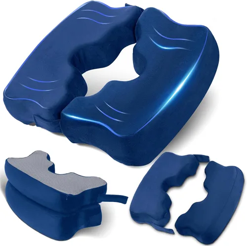 SAHEYER Cojines para dolor de cama para glúteos, almohada de espuma viscoelástica para alivio de presión de hemorroides con orificio central y corte