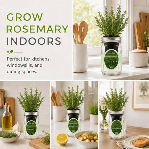 Miniatura 7 de Kit de cultivo hidropónico de hierbas Environet, kit de inicio de jardín de hierbas en tarro de vidrio Mason para interiores, jardín de hierbas