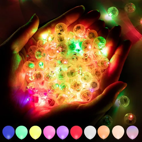 Miniatura 17 de Aogist 50 Piezas Luces para Globos Azules con Aro para Colgar, Mini Lámpara de Bola Redonda Pequeña Luz LED para Linternas de Papel y Vidrio