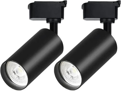 Miniatura 6 de Cabezales de iluminación de pista LED negros Bravsekai (sin rieles de pista), 2 luces de 10 W regulables, cabezal de luces de pista adecuado