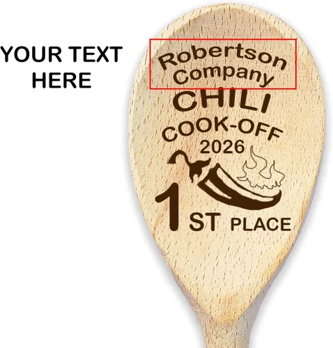 Miniatura 2 de Chili Cook Off Spoon Premio Personalizado Trofeo de Chili de Madera Premio Campeón de Cocina 1er 2do 3er Lugar Mejor Postre Personalizado Nombre