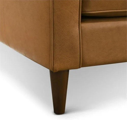 Miniatura 7 de ASHCROFT Madison Mid Century Modern Furniture - Camillas de cuero genuino en color marrón coñac