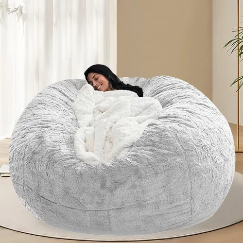 Miniatura 39 de BCU Funda para Silla Puf Ultra Suave Esponjosa de Piel Sintética Falsa Funda para Puf de Felpa Funda para Sillas de Sala de Estar para Adultos