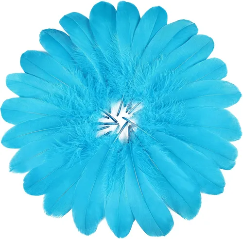 FeelfunFeather 120 plumas de ganso azul aguamarina de 6-8 pulgadas 15-20cm plumas de ganso Nagoire decorativas naturales a granel para manualidades