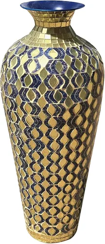 Miniatura 12 de Florero de mosaico de 20 pulgadas Amphora Nouveau - Florero morisco, jarrón de metal con superposición de mosaico de vidrio decorativo