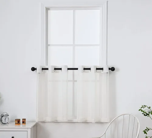Miniatura 61 de PI - Cortinas traslúcidas con paneles pequeños, cortina transparente para ventana de cocina, mirador, 2 paneles