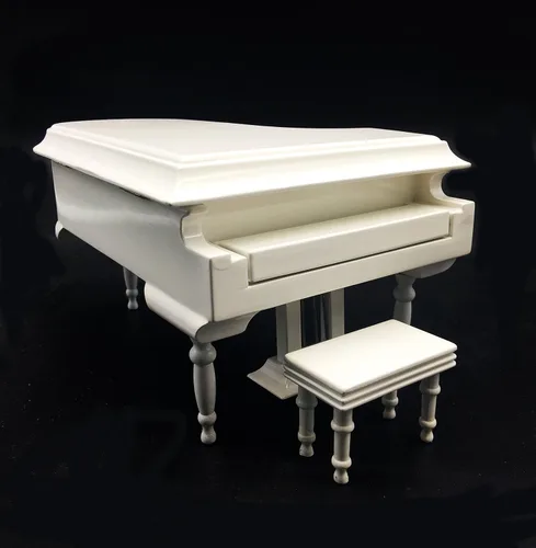 Miniatura 3 de Mylifestyle - Caja de música de piano blanco con banco y estuche negro, cajas musicales de regalo para Navidad/cumpleaños/día de San Valentín