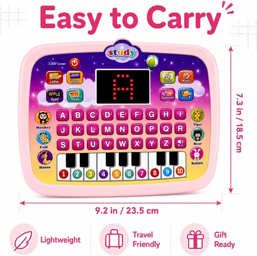 Miniatura 4 de Tableta de aprendizaje para niños de 1, 2, 3 años, juguete de aprendizaje de ortografía y habla ABC con teclas de piano, juguete educativo musical