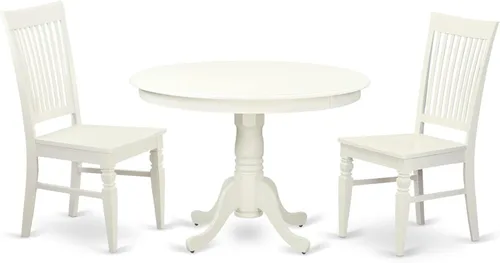 Miniatura 7 de East West Furniture HLWE3-BCH-W Juego de comedor, 3 piezas
