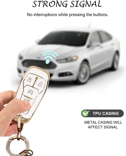 Miniatura 3 de for Ford Key Fob Cover Compatible with Explorer Edge Fusion MKZ MKC MKX 5 Buttons, Soft TPU Shells with Car Sticker