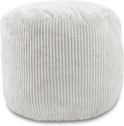 Miniatura 8 de Sexysamba Solo Funda de Puf Redondo de Pana, 20" x 16" Puf Otomano Decorativo Sin Relleno para Reposapiés, Fundas de Puf de Piso Lavables para Silla