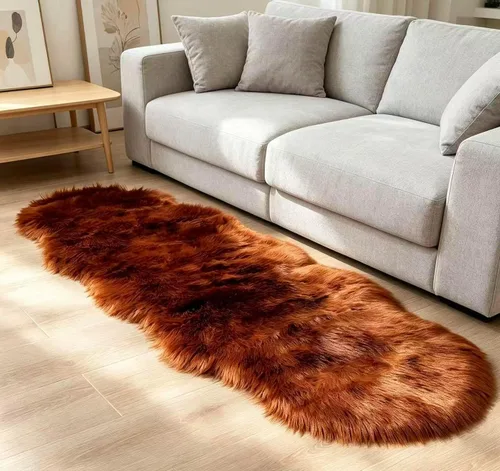Miniatura 36 de Alfombra de piel sintética de 2 x 6 pies, color beige, lavable a máquina, súper suave, esponjosa, alfombra de piel de oveja mullida para dormitorio