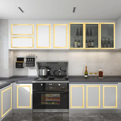 Miniatura 5 de Tira de moldura con acabado cepillado metalizado dorado, tira para despegar y pegar para marco de espejo, pared, chimenea y decoración del hogar