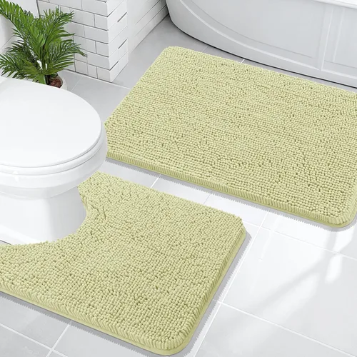Miniatura 192 de OLANLY Juego de alfombras de baño de 2 piezas, alfombras de baño de chenilla suave y absorbente y alfombra de contorno en forma de U para inodoro