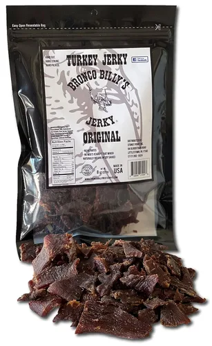 Miniatura 15 de Bolsa resellable de media libra de carne de res con sabor a bourbon Bronco Billy's Beef Jerky