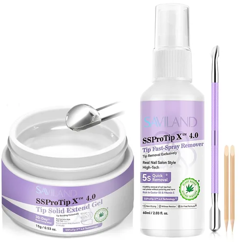 Miniatura 11 de Kit de pegamento de uñas sólido en gel Saviland y removedor de pegamento de uñas: luz UV para uñas, herramientas completas para uñas postizas
