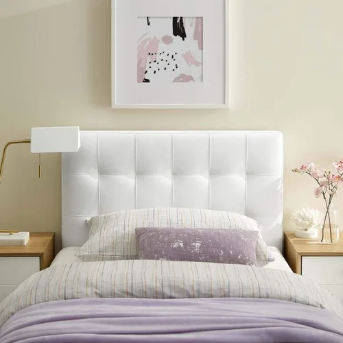 Miniatura 9 de Modway Lily Cabecera Capitoné de Cuero Sintético Tapizada Queen en Blanco