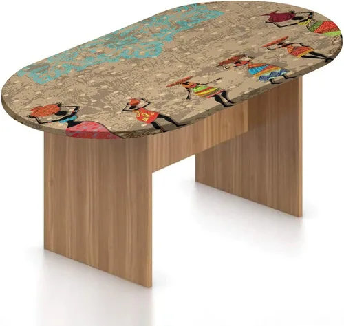 Miniatura 24 de Mantel ajustable ovalado, decoración africana, funda de poliéster elástico, mantel con estampado exótico tribal africano, para cocina, fiesta