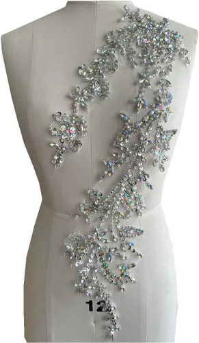 Miniatura 5 de PLune Diamantes de imitación acrílicos brillantes hechos a mano en apliques de encaje, cuentas de costura, parches para accesorios para vestido