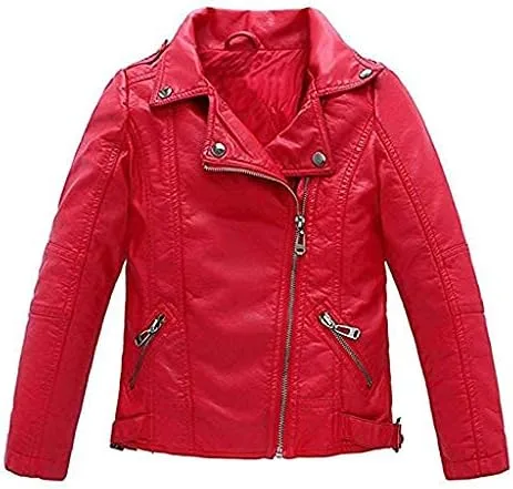LMYOVE Chaqueta de piel sintética con cuello para niños de piel sintética con cremallera para exteriores para niños y niñas