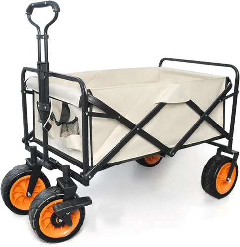 Bgarden Carts,Collapsible Wagon,Sports Outdoor Utility Wagon Folding Garden Wagon Sports Steel Frame Foldable Yard Car Universal Wheel with Brake