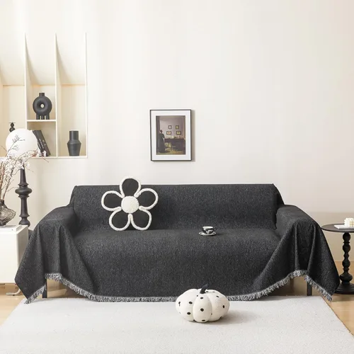 Miniatura 13 de MEETSKY Funda Negra de Silla de Tamaño Grande, Funda de Chenilla para Sillón/Sofá de 1 Cojín para Perro, Fundas de Sofá Protector de Muebles