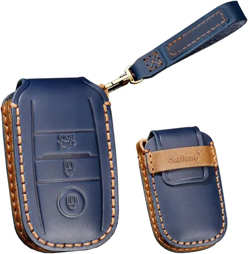 Funda de cuero para llavero inteligente para Kia K3 K5 Cerato Sorento Llavero Bolsa de llaves Accesorios de coche 3 botones azul