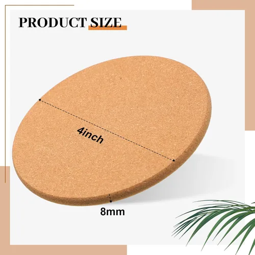Miniatura 3 de Boao 6 posavasos redondos absorbentes de corcho de 4 pulgadas, posavasos de madera para plantas, para el hogar, mesa de café, comedor, mesa de madera