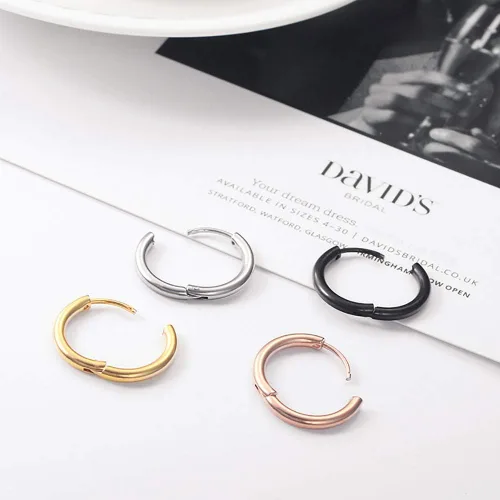 Miniatura 7 de Aretes de acero inoxidable 316L, argollas de 1564, 516, 2564, 716, 1532 y 3564 pulgadas, arracadas hipoalergénicas, para el cartílago, hélix