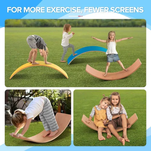 Miniatura 8 de Tabla de equilibrio de madera para niños, tabla oscilante natural de 37 pulgadas, juguetes de madera para niños pequeños y adultos, regalos