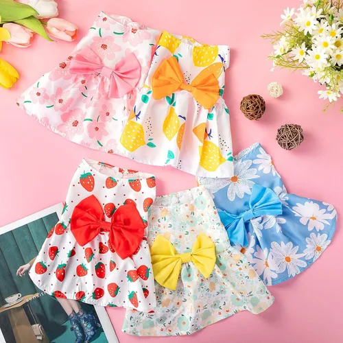 Miniatura 4 de Saintrygo 5 piezas de vestido floral para perro, lindo vestido para perro, falda para mascotas, vestidos para mascotas, vestidos para gatos, vestido