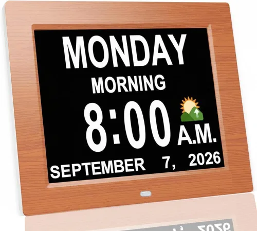 Miniatura 8 de JALL 【2024 Nuevo】 Reloj de calendario digital para demencia, pantalla grande de 7 pulgadas, con múltiples alarmas, pantalla AM y PM, para personas