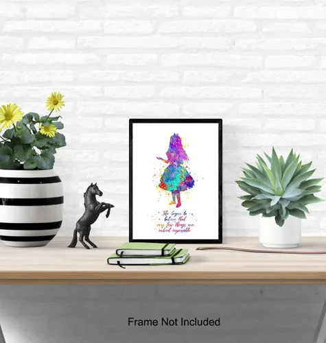Miniatura 5 de Cita inspiradora – Impresión artística de pared del país de las maravillas de Alicia – Gran regalo motivacional – Póster de decoración de habitación